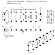 Гидравлический разделитель с распред. коллекторами (7 контуров) ГРРК 25-7 чертеж